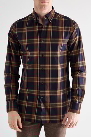 Chemise en laine - Bleu marine et marron