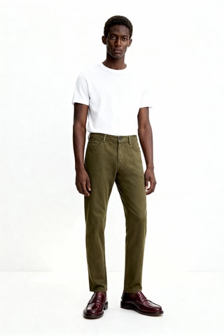 Pantalon slim en laine - Kaki