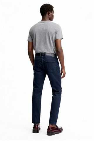 Jean slim en lin - Bleu et noir