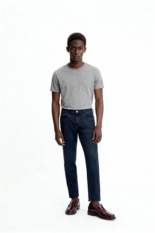 Jean slim en lin - Bleu et noir