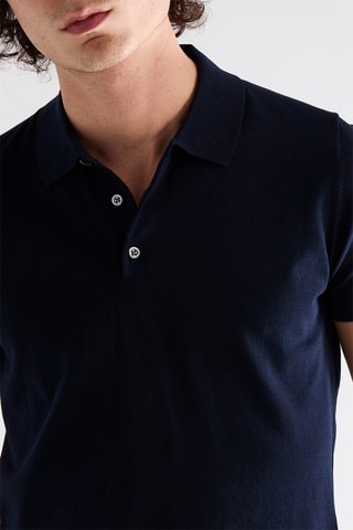 Polo en lin - Bleu foncé