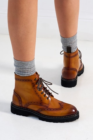 Bottines regular en cuir  - Marron