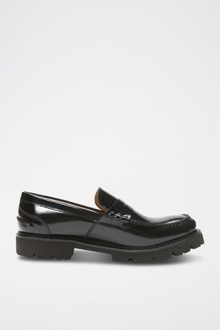 Mocassins en cuir verni Penny  - Noir
