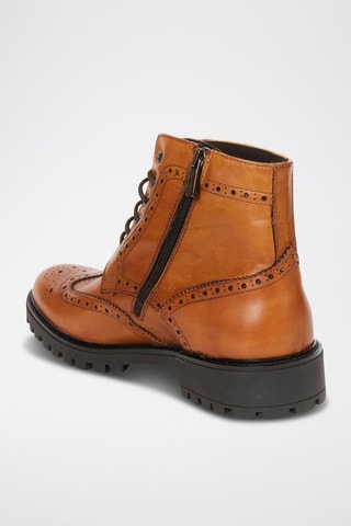 Bottines en cuir Wing Cap  - Marron