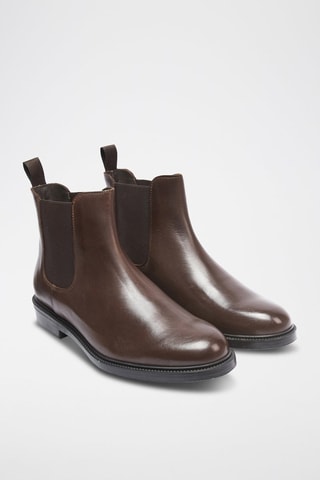 Bottines Chelsea en cuir  - Marron