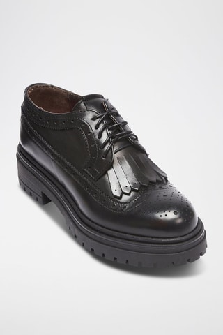 Derbys en cuir Wing Cap  - Noir