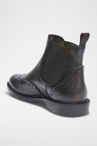 Bottines Chelsea en cuir Wing Cap  - Noir