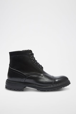 Bottines en cuir Toe Cap  - Noir