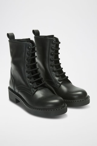 Bottines regular en cuir  - Noir