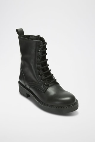 Bottines regular en cuir  - Noir