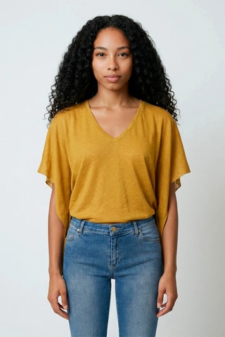 Top em linho - Mostarda