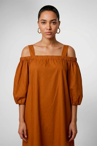 Vestido trapézio - Castanho