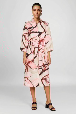 Vestido-camisa - Rosa e bege