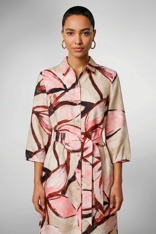 Vestido-camisa - Rosa e bege