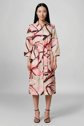 Vestido-camisa - Rosa e bege