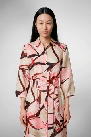 Vestido-camisa - Rosa e bege