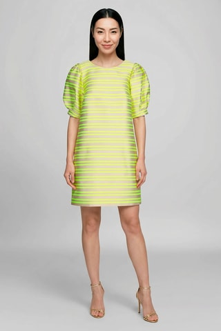 Vestido direito - Verde-fluorescente