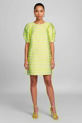 Vestido direito - Verde-fluorescente