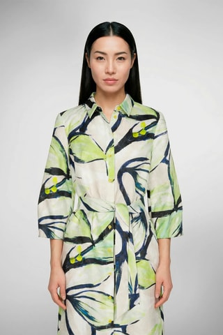 Vestido-camisa - Branco e verde-fluorescente