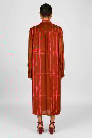 Vestido-camisa em linho - Castanho-escuro