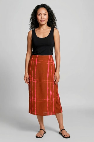 Saia direita em linho - Bordô