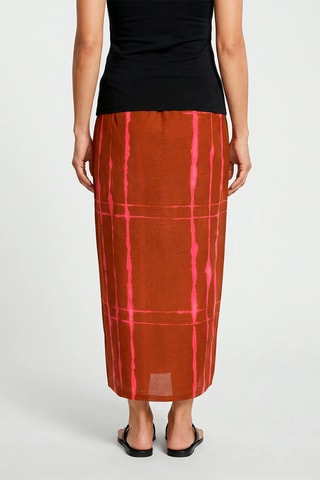 Saia direita em linho - Bordô