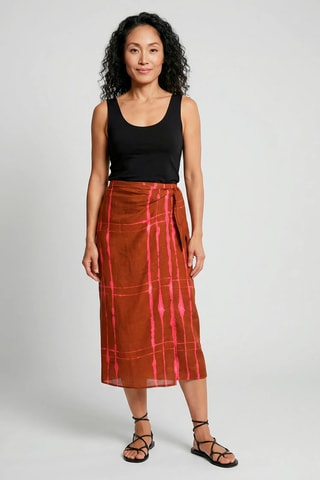 Saia direita em linho - Bordô