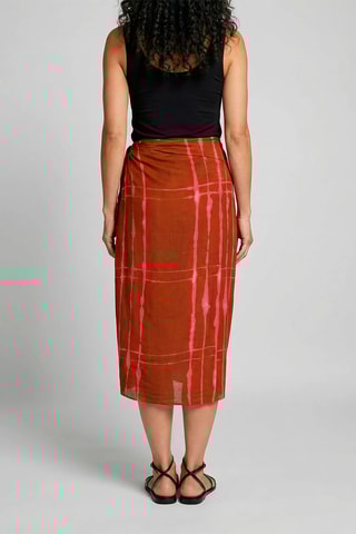 Saia direita em linho - Bordô