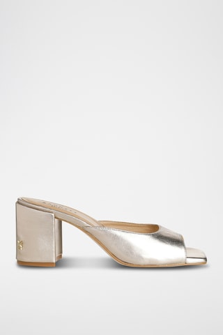 Mules de salto em couro - Dourado