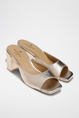 Mules de salto em couro - Dourado