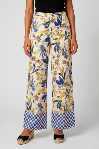 Calças em linho - Azul-cobalto