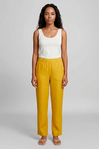 Calças em linho - Mostarda