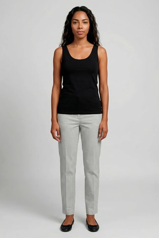 Calças em linho - Caqui e cru