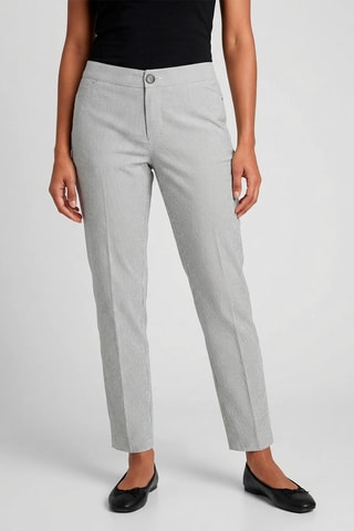 Calças em linho - Caqui e cru