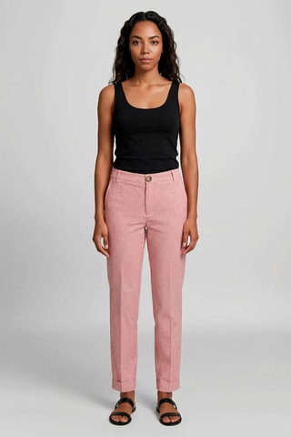 Calças em linho - Vermelho e cru