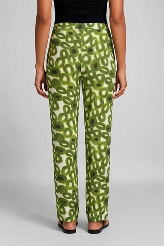 Calças de cintura alta - Verde-azeitona e branco