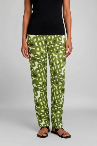 Calças de cintura alta - Verde-azeitona e branco