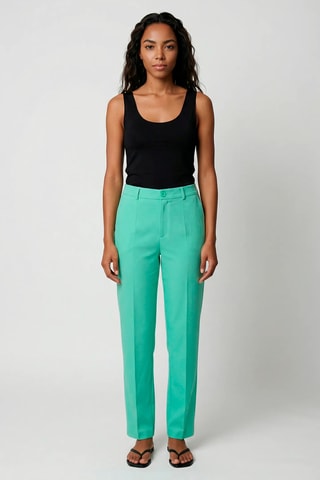 Calças largas de cintura alta - Verde-água