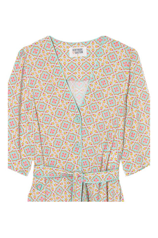 Vestido camisero Telma - Amarillo y rosa