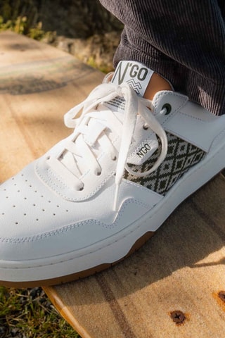 Baskets en cuir Huê Classique - Kaki et pêche