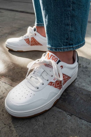 Baskets en cuir Huê Classique - Terracotta et bleu marine