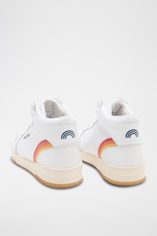 Baskets montantes en cuir Mid Rainbow - Blanc