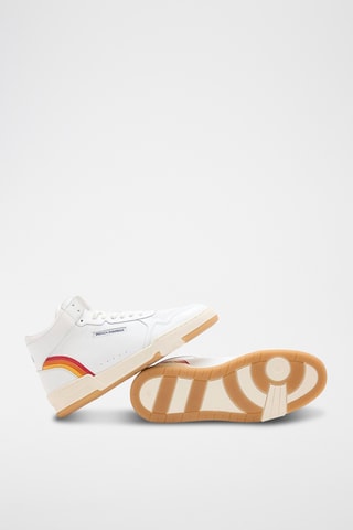 Baskets montantes en cuir Mid Rainbow - Blanc