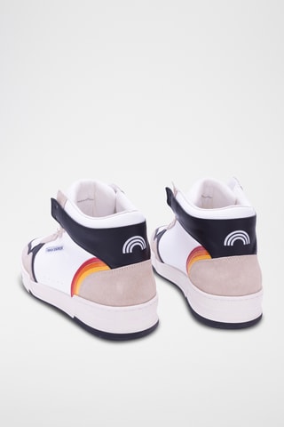 Baskets montantes en cuir Mid Rainbow - Beige