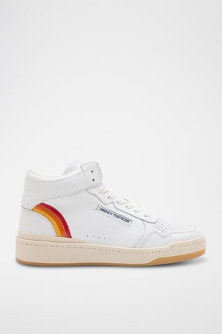 Baskets montantes en cuir Mid Rainbow - Blanc