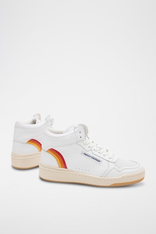 Baskets montantes en cuir Mid Rainbow - Blanc
