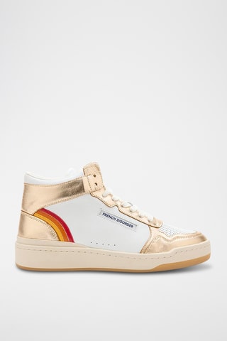 Baskets montantes en cuir Mid Rainbow - Blanc