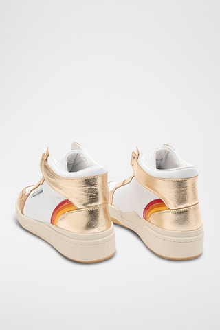 Baskets montantes en cuir Mid Rainbow - Blanc