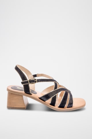 Sandales à talons en cuir Donna - Noir