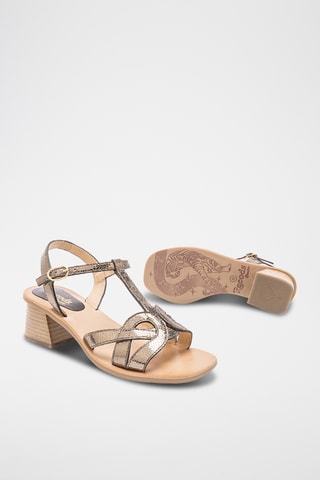 Sandales à talons en cuir Georgia - Doré